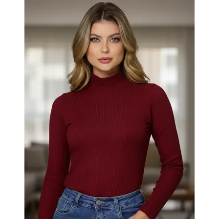 Blusa Cacharrel Segunda Pele Gola Alta Confortável Casual
