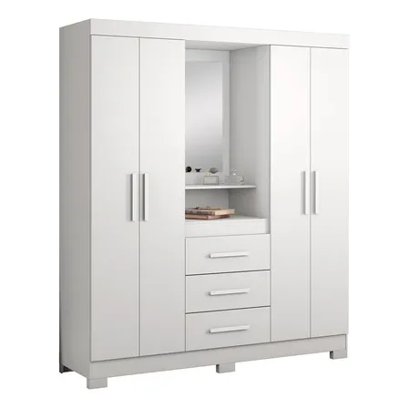 Guarda-roupa 4 Portas Huntano Branco - Moveisaqui