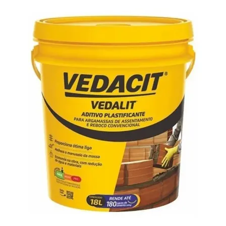 Aditivo Plastificante Vedalit 18l Reboco Argamassa Otto