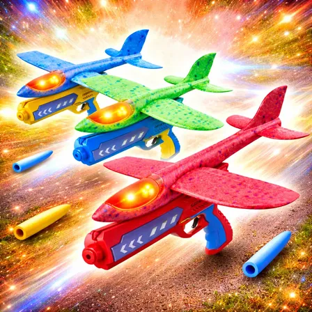 Avião Com Lançador Catapulta Planador Avião Pistola Luz Led