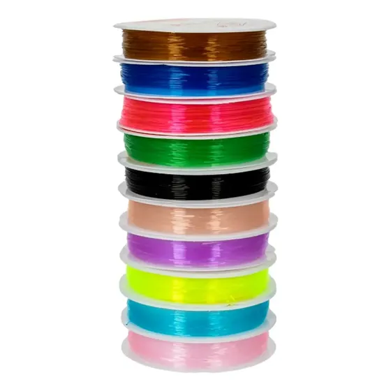 10 Rolos Fio De Silicone Elástico Colorido P/ Pulseira 0.8mm