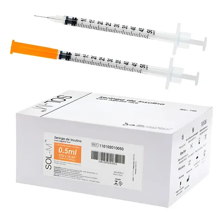 Seringa De Insulina 0,5ml C Agulha Fixa 0,25mmx6mm Blister 50 Ml
