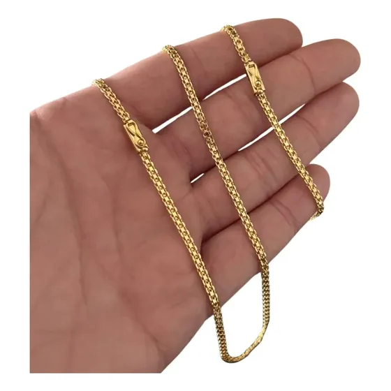 Corrente Cordão + Pulseira 3mm Masculino Banhado A Ouro 18k