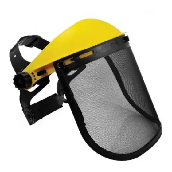 Protetor Facial Com Tela De Aço Para Roçador Amarelo