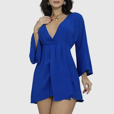 Vestido Feminino Curto Soltinho Social Manga Flare Dori