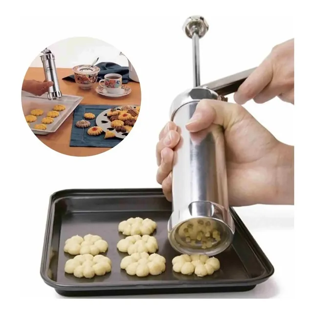 Máquina Modeladora De Biscoito Inox 20 Formas 4 Bicos Prata