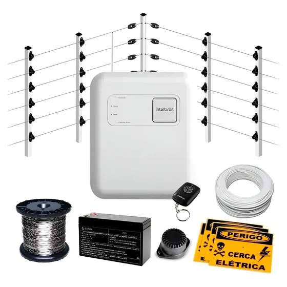 Kit Cerca Eletrica Industrial 100m Big Hastes 1 Metro 0,45mm