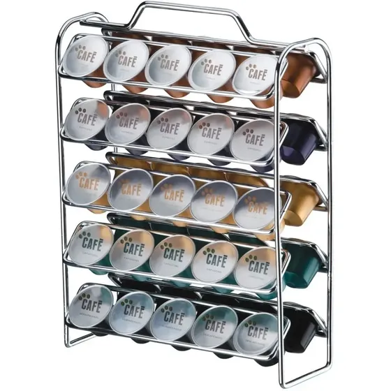 Suporte Porta 50 Cápsulas Cafe Nespresso Bancada Cappuccino Prateado