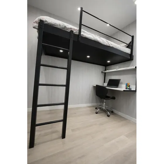 Cama Suspensa M1 Com Led Solteiro 90x190 Cm Preto