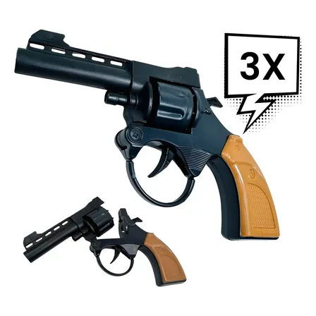 Kit 3 Arma De Espoleta Arminha Brinquedo Revolver Espoleta