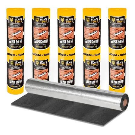 Kit 5 Manta Asfaltica Auto Adesiva Aluminizada 90cm X 10m