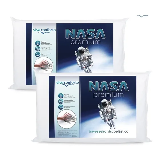 Kit 2 Travesseiros Nasa Viva Conforto Antialérgico Macio