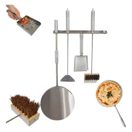 Kit Pá Pizza Inox 36cm Premium Bem Grill Reforçada