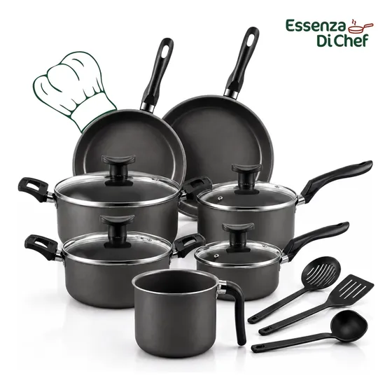 Conjunto Panelas Antiaderente 10 Peças Teflon Várias Cores Preto