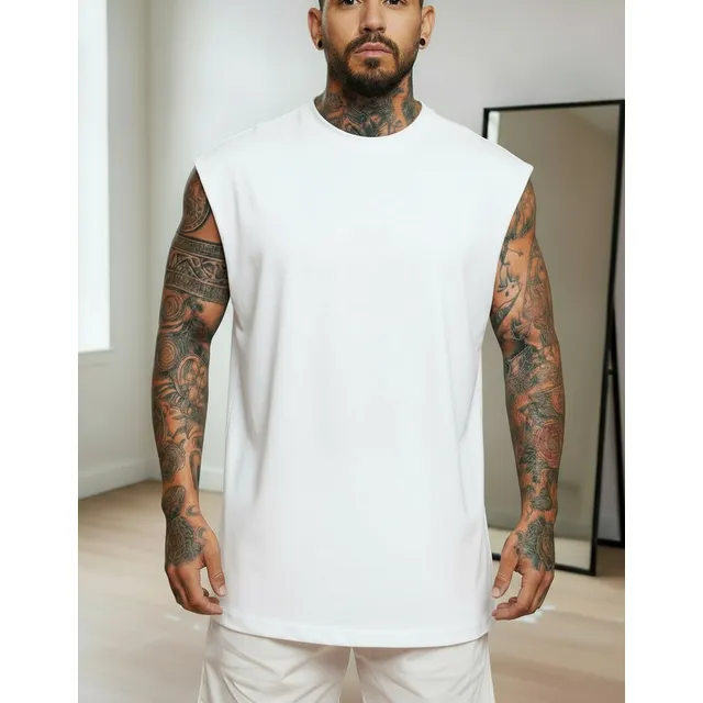 Regata Oversized Masculino Tamanho Grande Básica Lisa Branco P