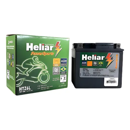 Bateria Heliar Htz6l 12v 5ah Moto Honda Fan Bros Xre 125/150