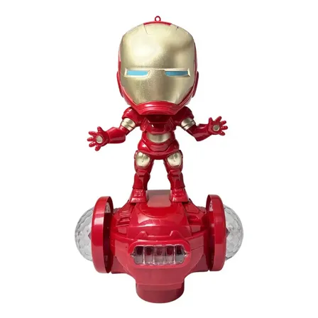 Brinquedo Robô Homem De Ferro Dança Com Luzes Som Bate Volta