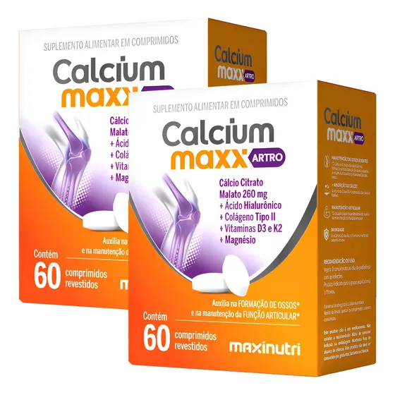 Kit 2 Calcium Maxx Artro Cálcio Citrato Malato Maxinutri