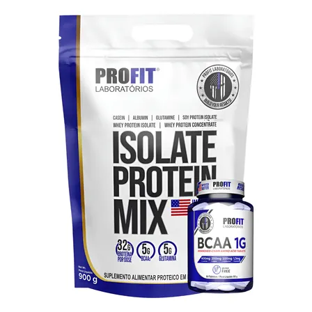 Kit Whey Protein Isolate Protein Mix + Bcaa 1g Profit