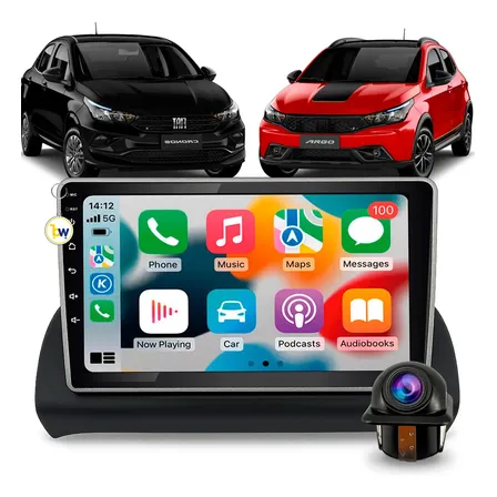 Kit Multimídia Carplay 9 Pol Fiat Argo Cronos 2018 A 2025