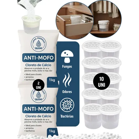 2 Cloreto De Cálcio Refil Antimofo Granulado Bolinhas 10 Pot