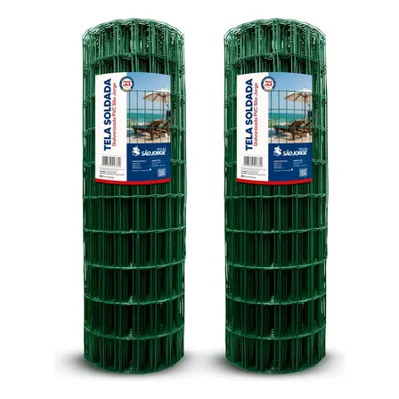 Kit 2 Tela Soldada 05x10 Pvc Fio 2mm 25x1,00 - São Jorge