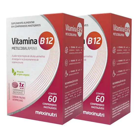 Kit 2 Vitamina B-12 Mastigável Zero Açucar Maxinutri
