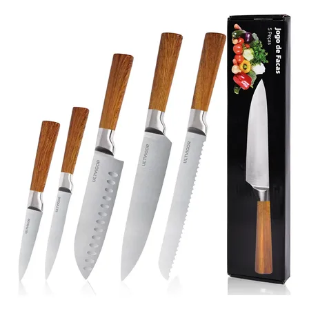 Jogo De Facas 5 Peças Profissional Cozinha Premium Inox