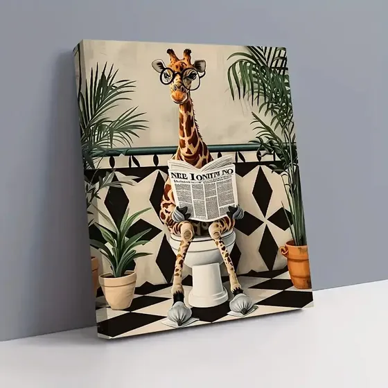 Quadro Decorativo Girrfa Lendo No Banheiro 20x30cm