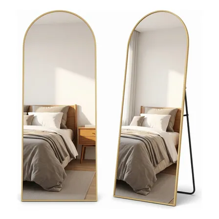 Espelho Arco Oval Corpo Inteiro 162x52 Moldura Dourada Chão