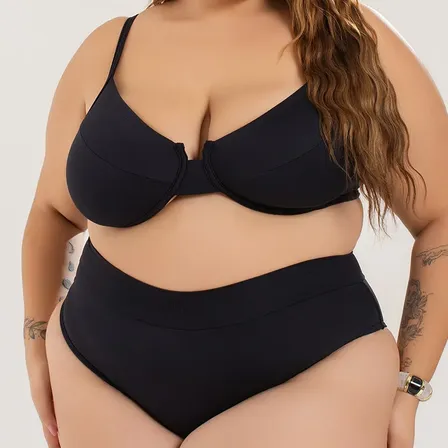 Biquíni Cintura Alta Plus Size Forrado Top Alta Sustentação