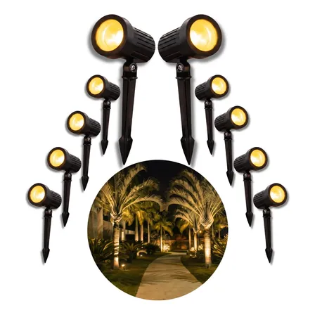 Kit 10 Luminária Espeto Jardim Super Led 7w Ip65 Prova Dágua