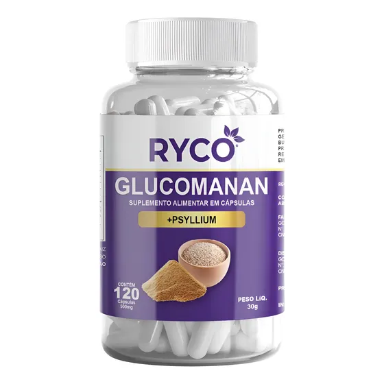 Glucomannan E Psyllium 120 Cápsulas Suplemento Ryco