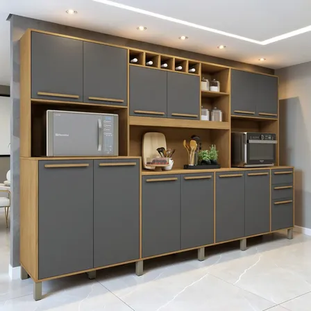 Armário Para Cozinha 13 Portas 2 Gavetas Agata Eb