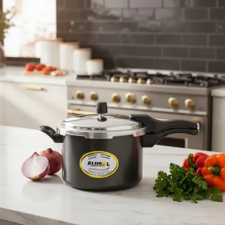Panela De Pressão 4,5l Preto Fosco Fechamento Externo Teflon