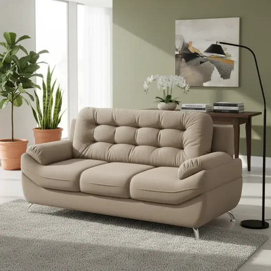 Sofá 3 Lugares Mercury Em Tecido Suede 200cm Linoforte