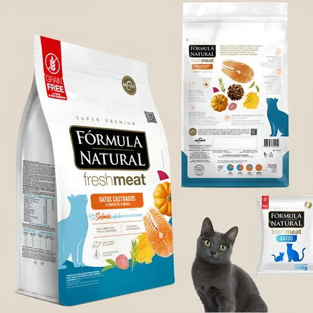 Ração Seca Fresh Meat Gatos Castrados Salmão 10kg Premium