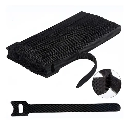 50x Presilha 15cm Fita Abraçadeira Cabos Chicote Fios Preto