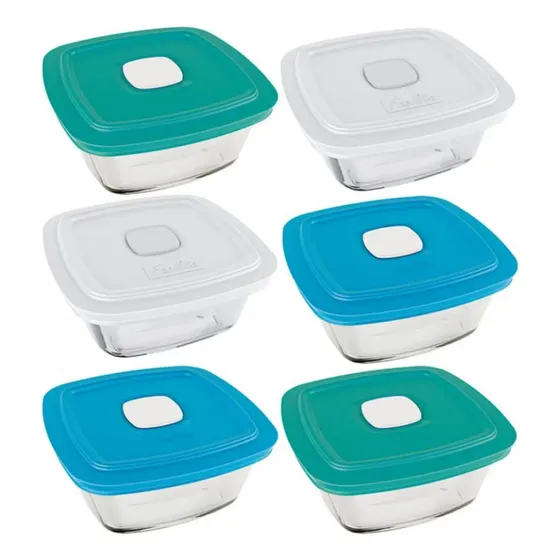 Conjunto De Potes Facilita Vap Em Vidro 1 L 6 Peças Marinex