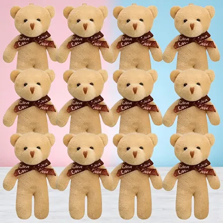 Kit 12 Ursinho De Pelúcia Chaveiro Mini Urso Teddy Com Laço