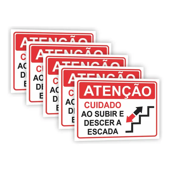 Placas Cuidado Ao Subir E Descer A Escada Com Dupla Face