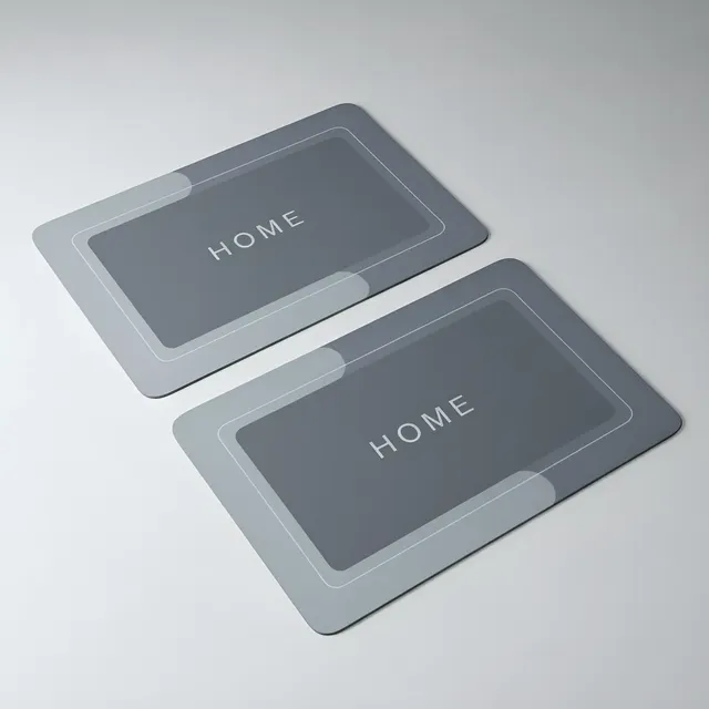 Kit 2 Tapete Mágico Ultra Absorvente Para Banheiro Home Cinza Geométrico