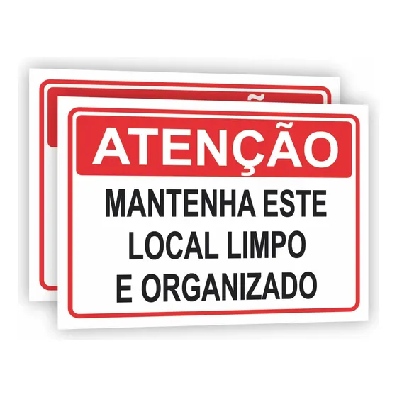 2 Placas Aviso Mantenha Este Local Limpo Com Dupla Face E Nf