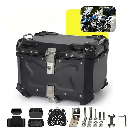 Baú Bauleto 45 Litros Aluminio Base Universal Todas As Motos