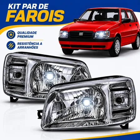 Par Farol Fiat Uno Mille Fire Economy Cromado 2004 Até 2013