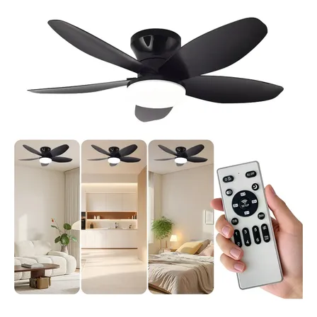Ventilador De Teto Silencioso Com Luz Controle Remoto 5 Pás