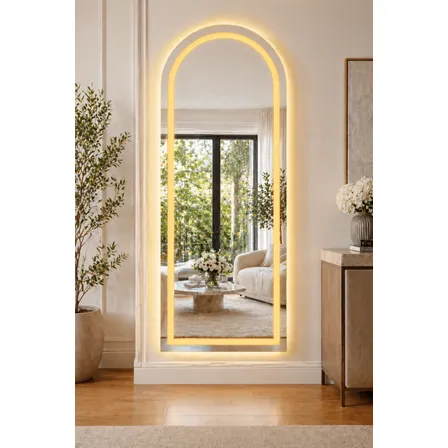Espelho Luz Led Oval Base Reta Banheiro Lavabo 170x70 Touch