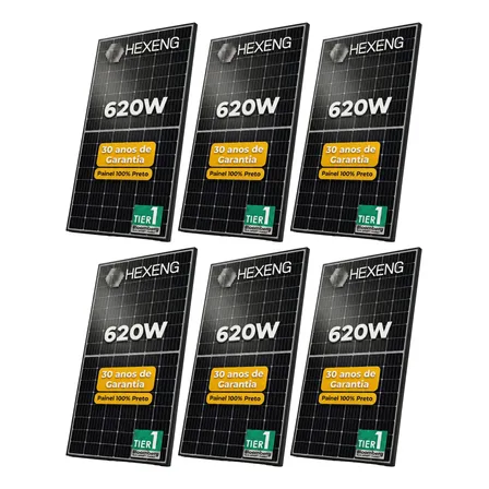 Kit 6 Placas Solares 620w Monocristalino Bifacial Solar