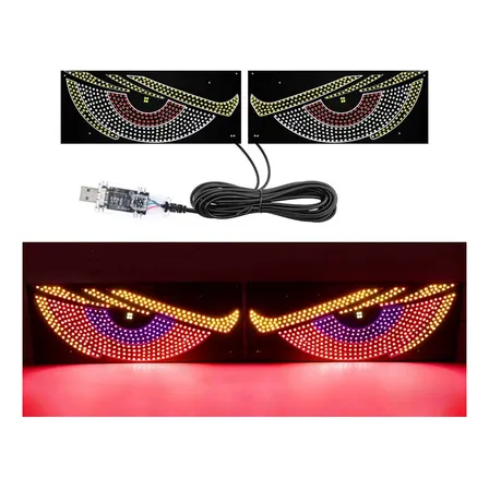 Adesivo Olhos De Led Luminoso Para Para-brisa De Carro Vermelho