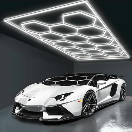 Luminária Garagem Led Colmeia 14 Células Pendente Hexagonal
